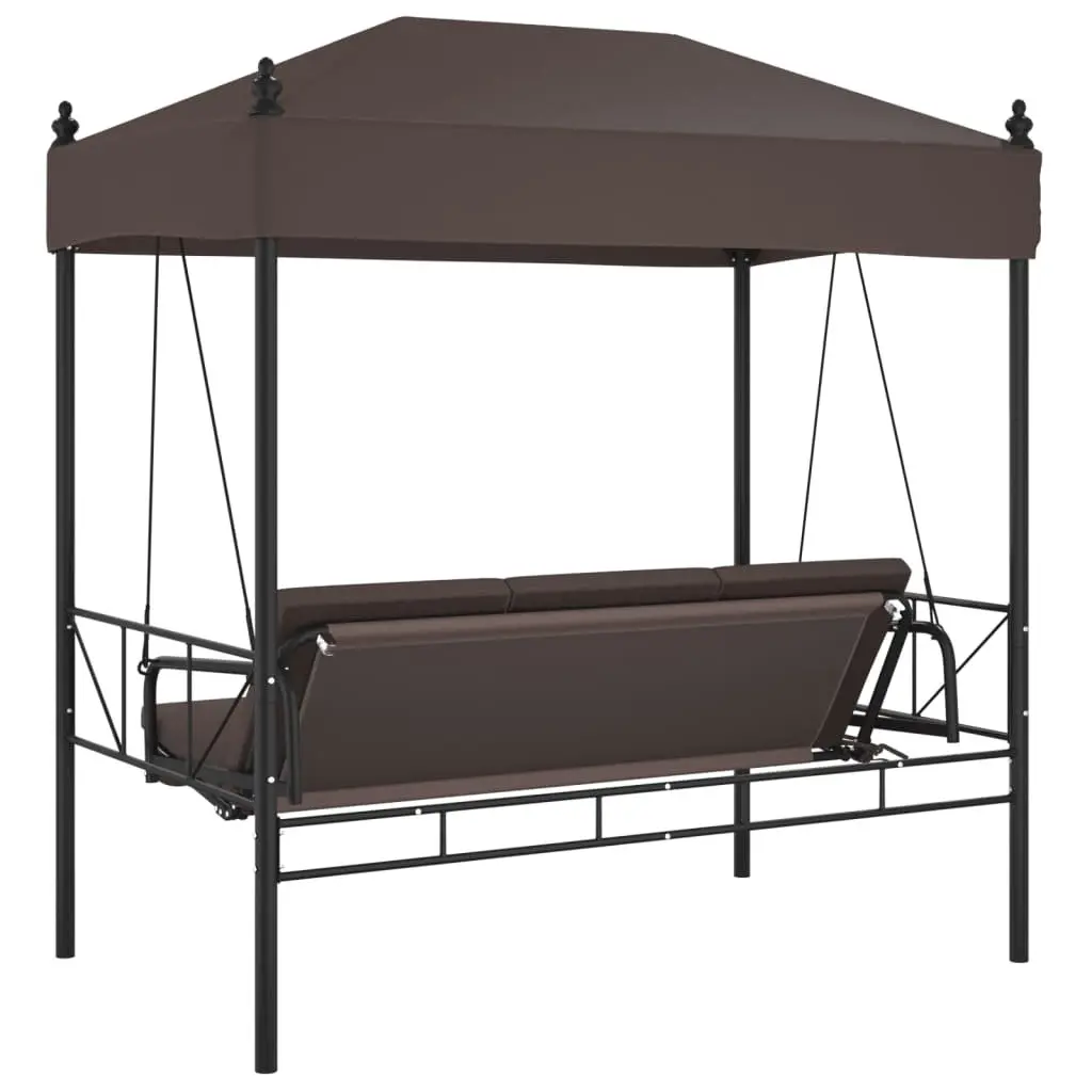 Garden Swing Bench with Canopy Brown Outdoor Porch Seating 2-in-1 Lounge Chair