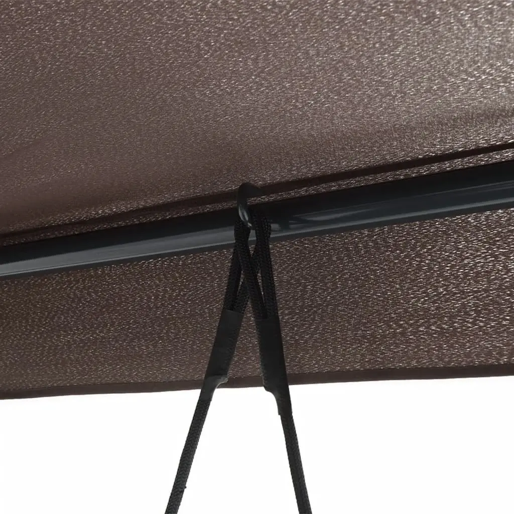 Garden Swing Bench with Canopy Brown Outdoor Porch Seating 2-in-1 Lounge Chair