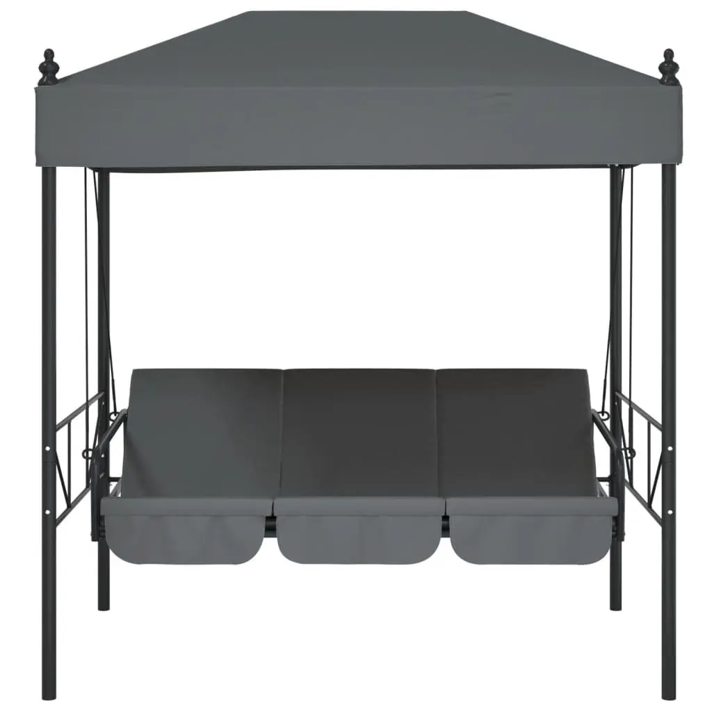 Garden Swing Bench with Canopy Grey 2-in-1 Outdoor Seating Chair and Bed