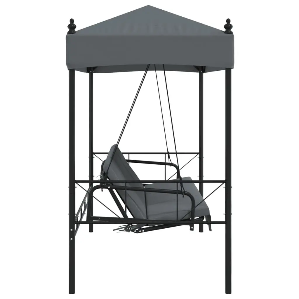 Garden Swing Bench with Canopy Grey 2-in-1 Outdoor Seating Chair and Bed