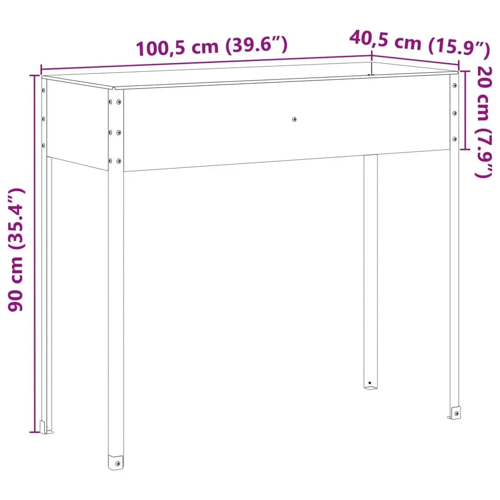 Garden Planter Box Weather Resistant Steel 100.5 x 40.5 x 90 cm Outdoor Patio Balcony Flower Pot Herbs