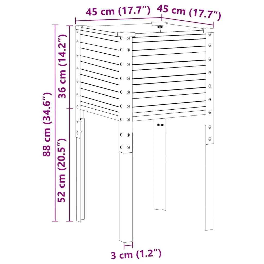 Garden Planter Box Green Steel 45x45x88 cm Outdoor Flower Pot Stand