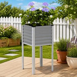 Your Perfect Garden Planter Box: Grey Steel 45x45x88 cm