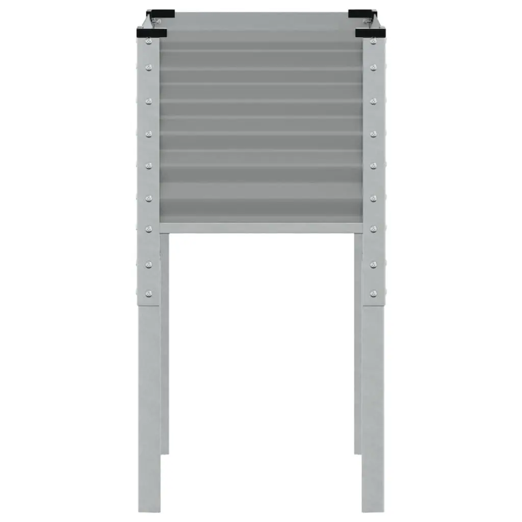 Garden Planter Box Steel Grey 45x45x88 cm Outdoor Flower Pot Decorative Raised