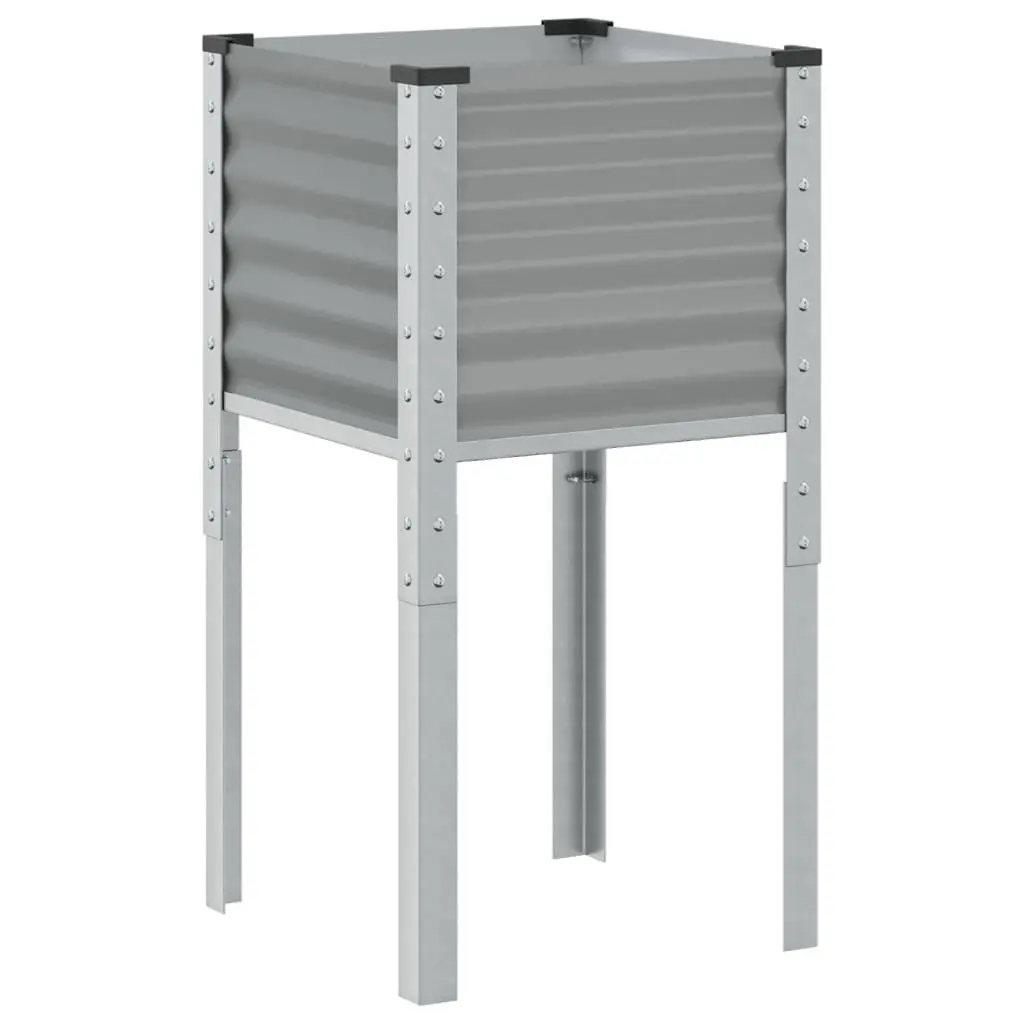 Garden Planter Box Steel Grey 45x45x88 cm Outdoor Flower Pot Decorative Raised