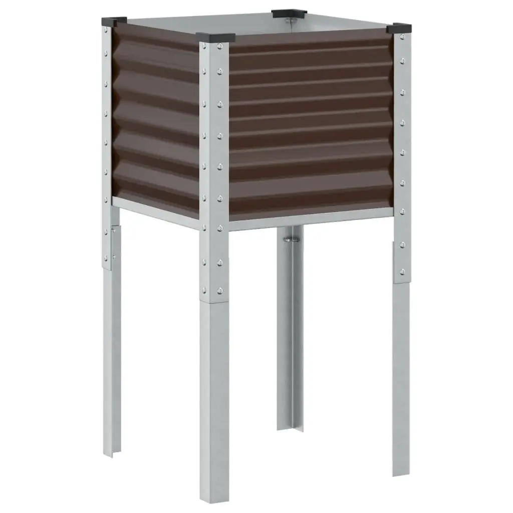 Garden Planter Box Brown Steel Outdoor 45 x 45 x 88 cm