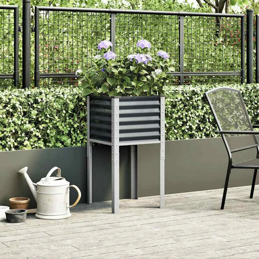 Steel Garden Planter Box Anthracite 45x45x88cm