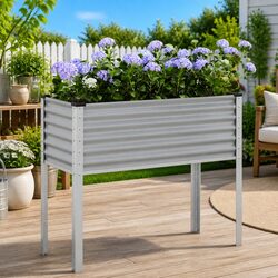 Your Friendly Steel Grey Planter Box for Flowers and Herbs