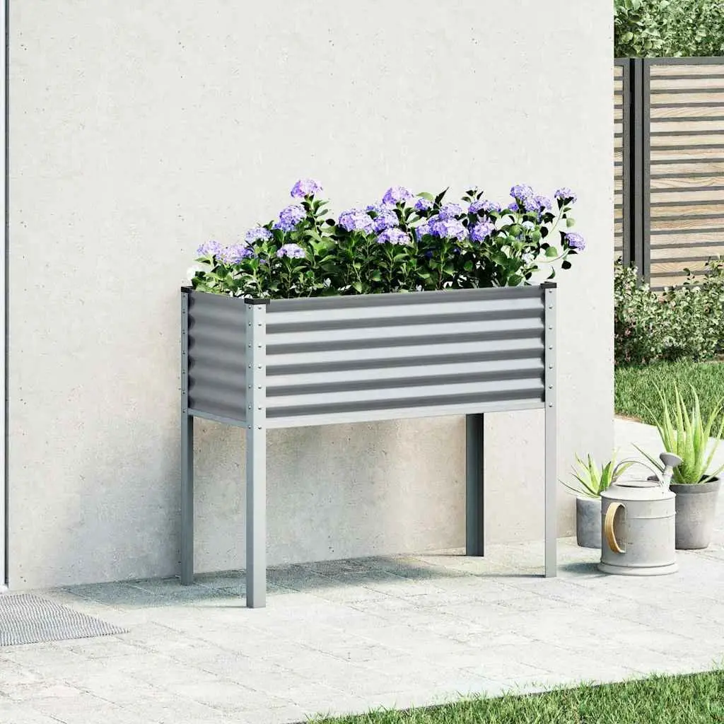 Garden Planter Box Steel Grey Outdoor Flowers Vegetables Herbs Patio Balcony