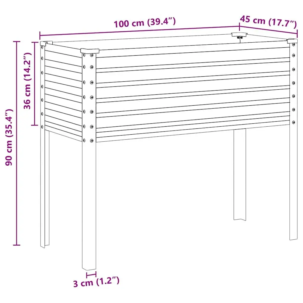 Steel Garden Planter Box Outdoor Raised Bed for Flowers Vegetables Herbs 100 x 45 x 90 cm