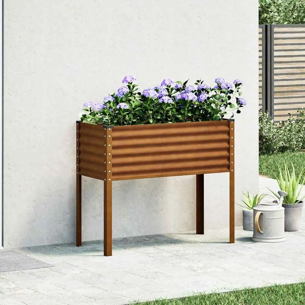 Garden Planter Box 100x45x90 cm Steel Raised Bed Outdoor Flowers Vegetables