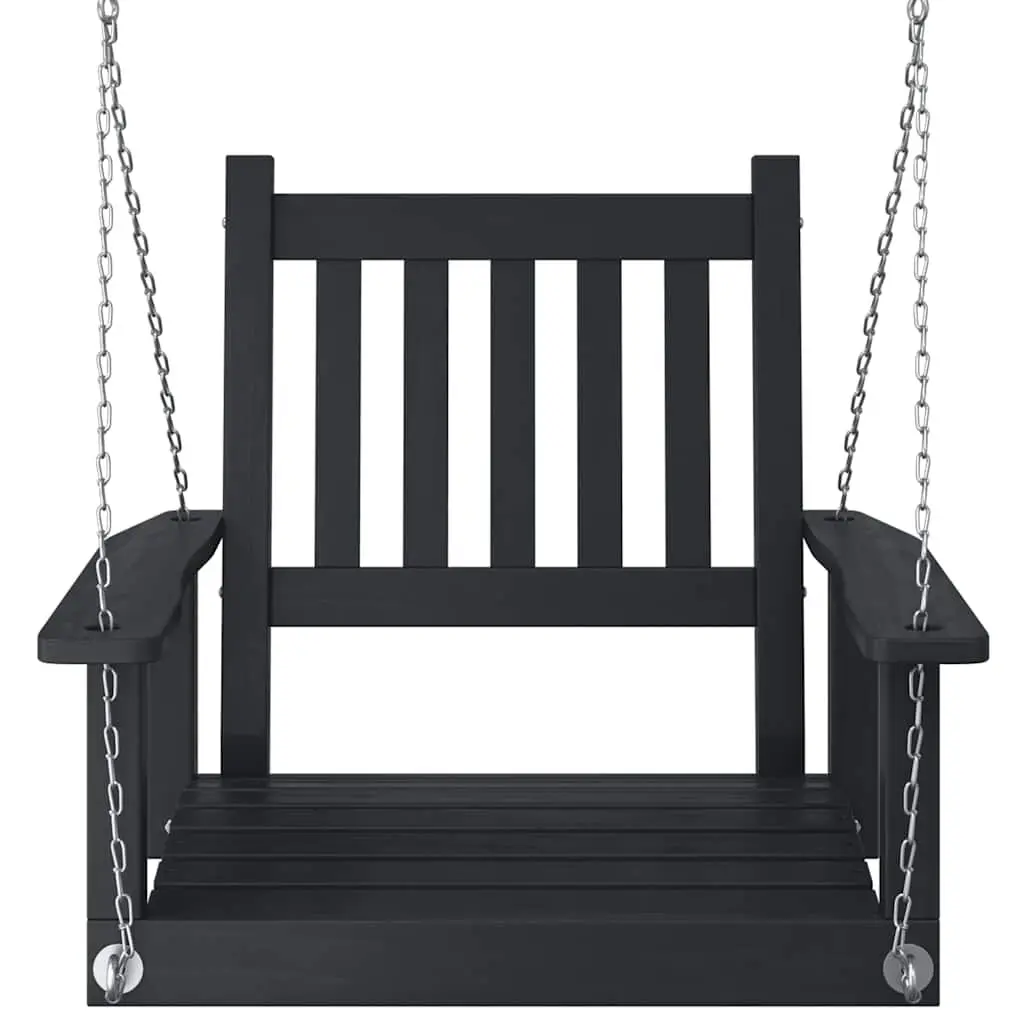 Garden Swing Chair Black Solid Wood Fir Outdoor Porch Patio Backyard Relaxation