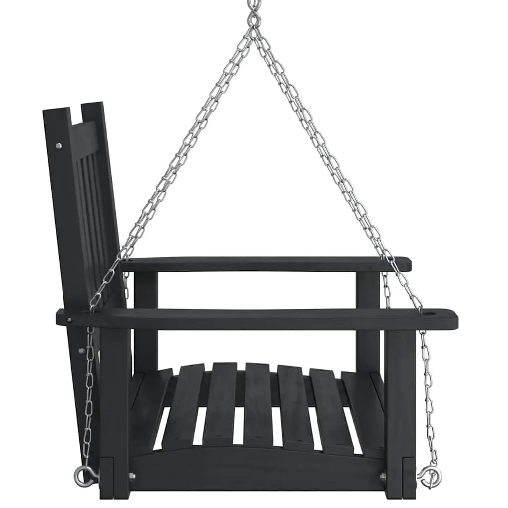 Garden Swing Chair Black Solid Wood Fir Outdoor Porch Patio Backyard Relaxation