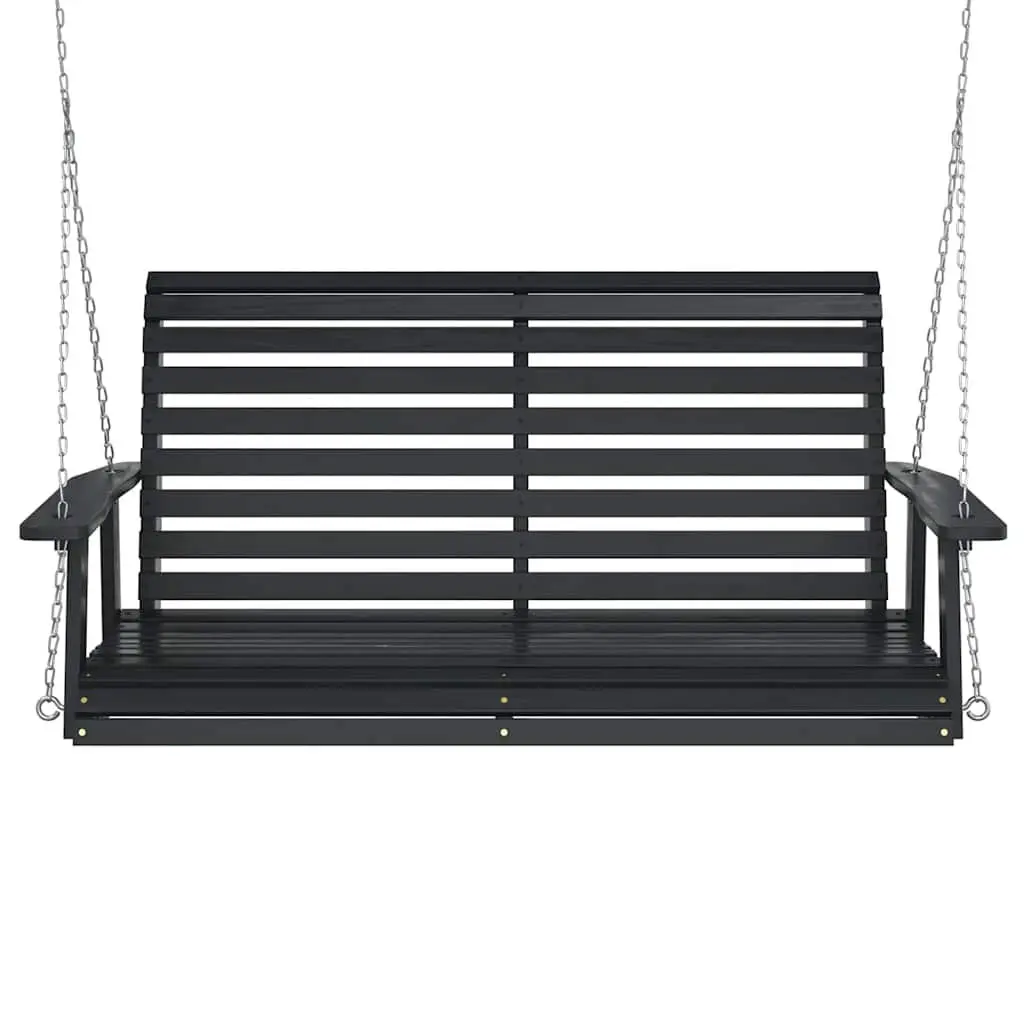 Garden Swing Bench Outdoor Porch Chair Black Solid Wood Fir Metal Chains
