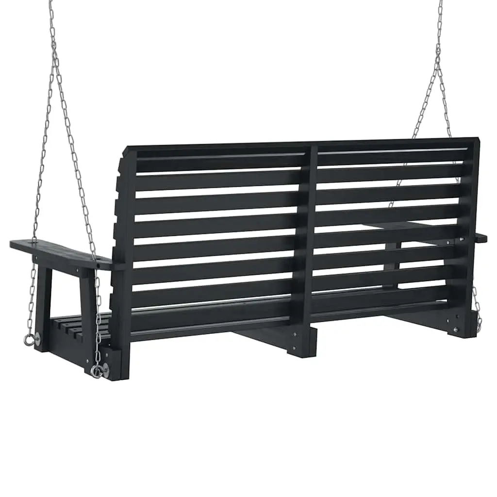 Garden Swing Bench Outdoor Porch Chair Black Solid Wood Fir Metal Chains