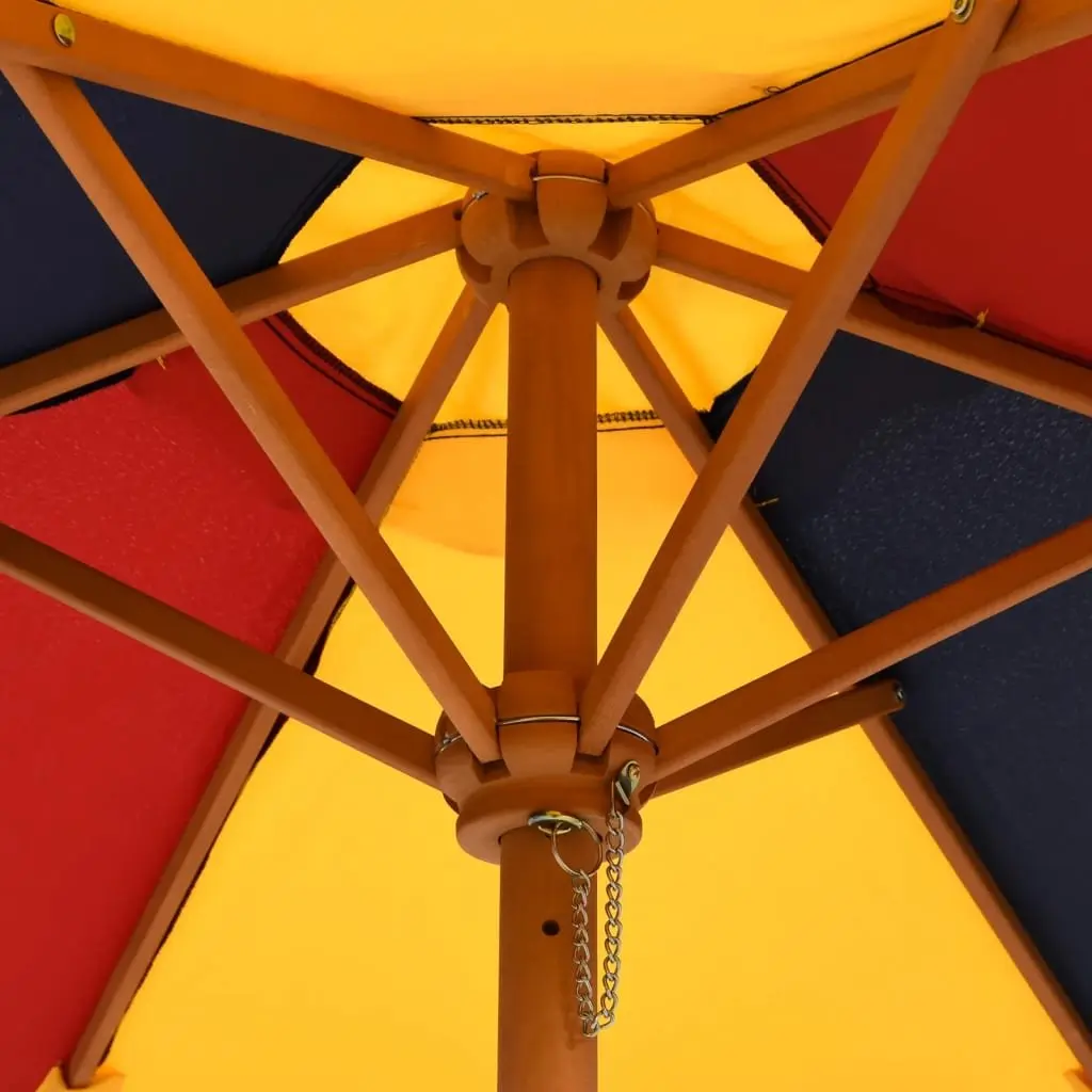 Kids Garden Umbrella Outdoor Patio Sunshade Wooden Pole Multicolour 120cm Diameter 140cm Height