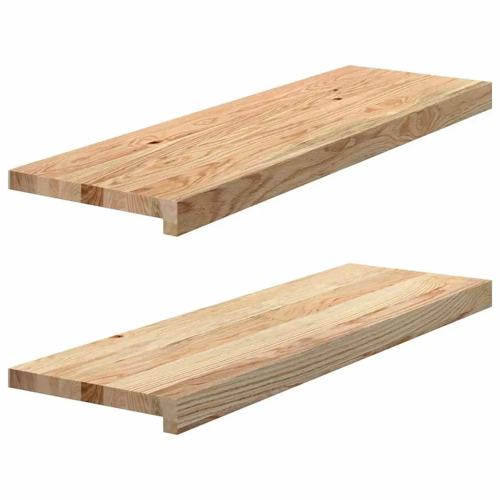 Oak Wood Window Sills Natural Brown Untreated Solid 80x30x2 cm 2 Piece