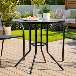 Round Patio Table Anthracite Outdoor Garden Furniture Mesh Tabletop Steel Ø80cm