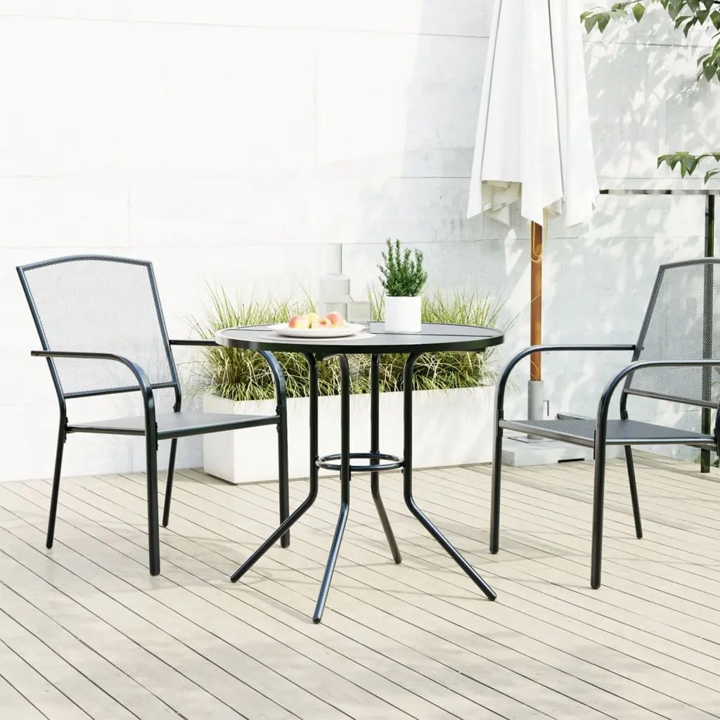 Round Patio Table Mesh Tabletop Anthracite Steel Ø80cm
