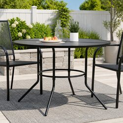 Round Patio Table Anthracite Powder-coated Steel Outdoor Garden Dining 110cm