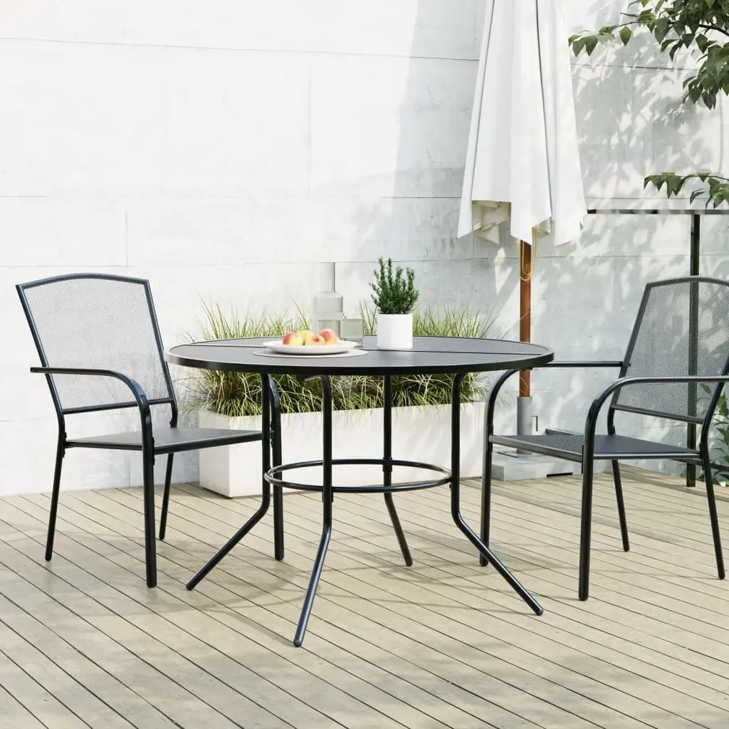 Round Patio Table Anthracite Powder-coated Steel 110cm