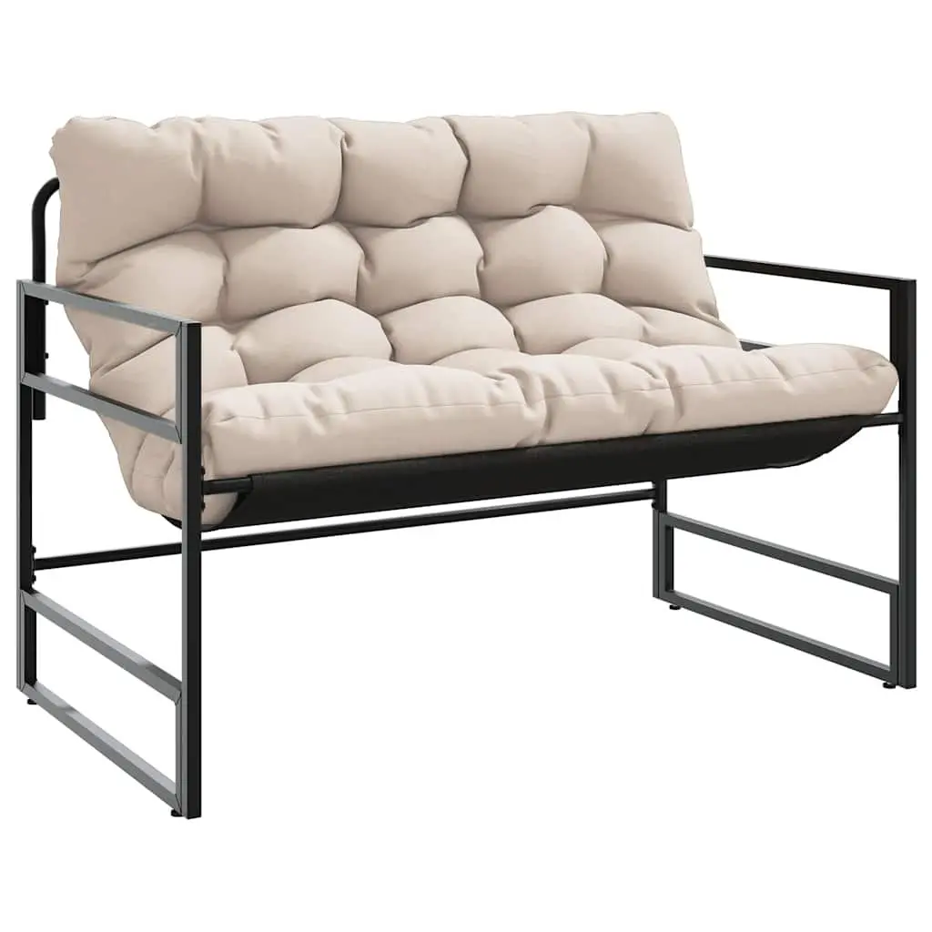 Garden Bench Outdoor Seating with Cushion Taupe 113cm Steel Frame