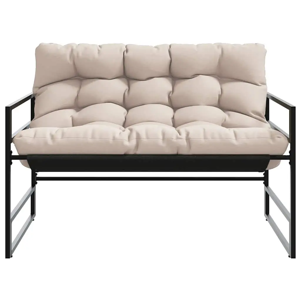 Garden Bench Outdoor Seating with Cushion Taupe 113cm Steel Frame