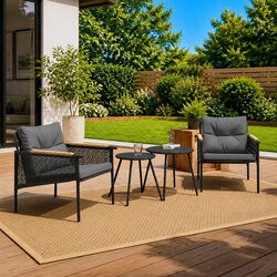 2-Pack Outdoor Garden Chairs with Cushions - Black
