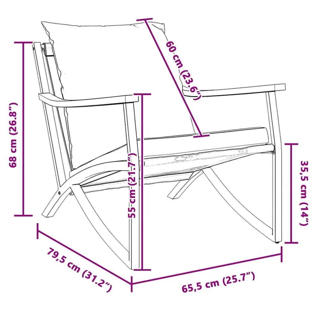 Garden Chairs with Cushions Black Steel Frame Outdoor Seating Set 2 pcs
