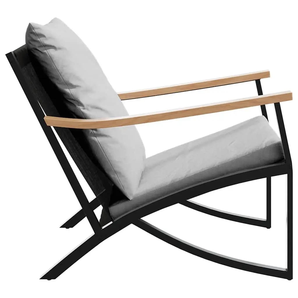 Garden Chairs with Cushions Black Steel Frame Outdoor Seating Set 2 pcs