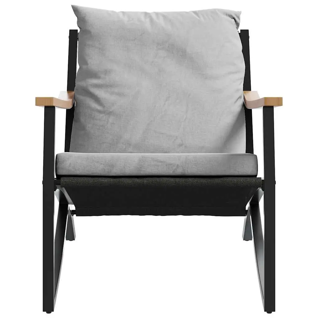 Garden Chairs with Cushions Black Steel Frame Outdoor Seating Set 2 pcs