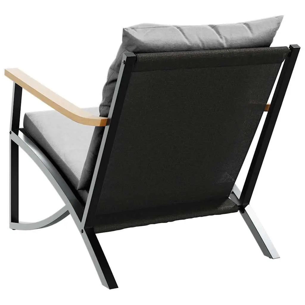 Garden Chairs with Cushions Black Steel Frame Outdoor Seating Set 2 pcs