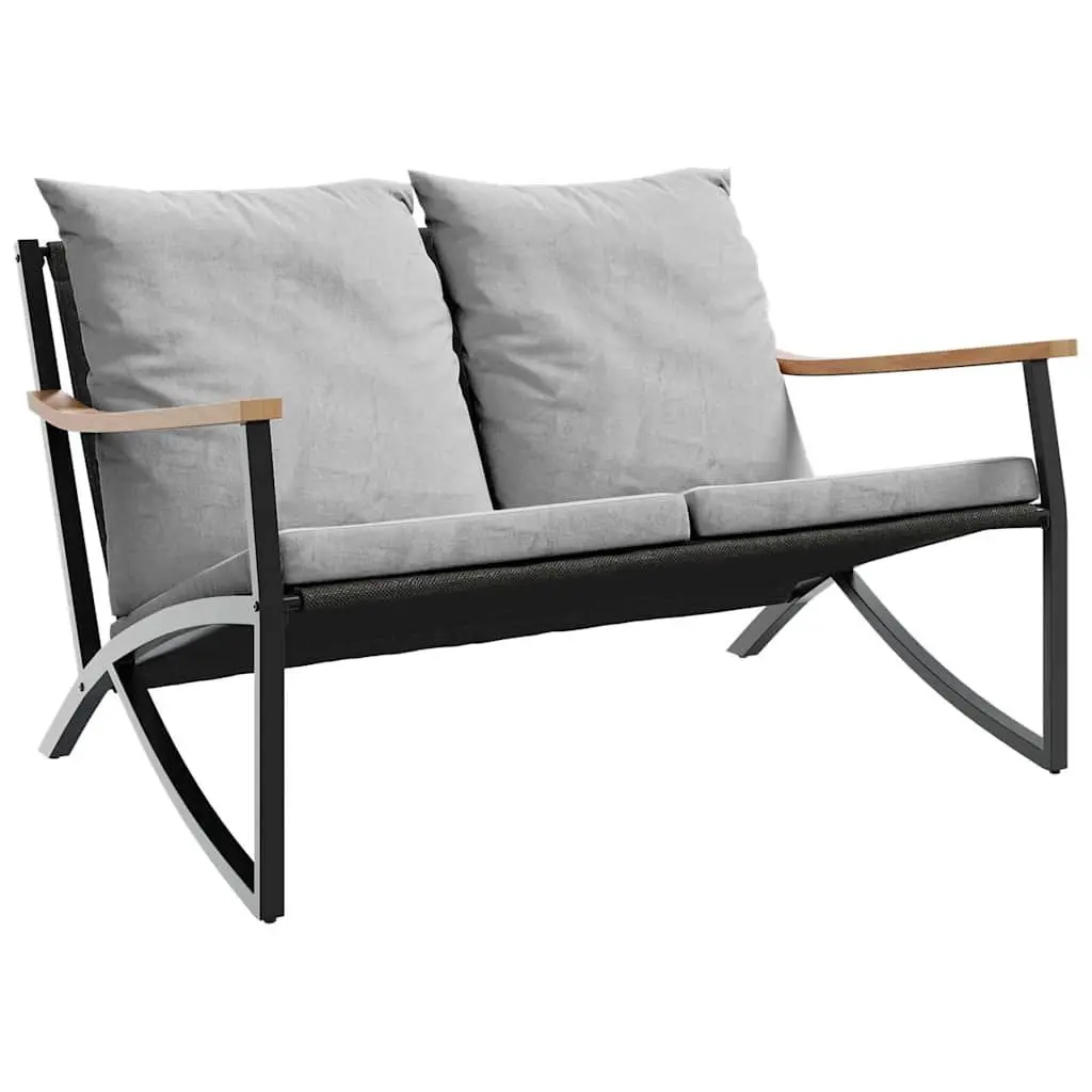 Garden Bench Cushions 120cm Outdoor Seating Steel Frame Black
