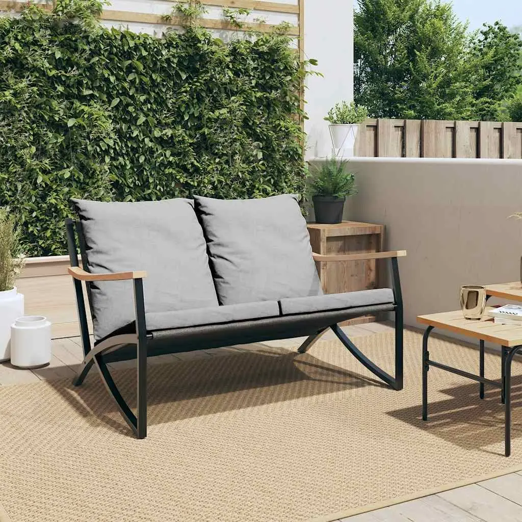 Garden Bench Cushions 120cm Outdoor Seating Steel Frame Black