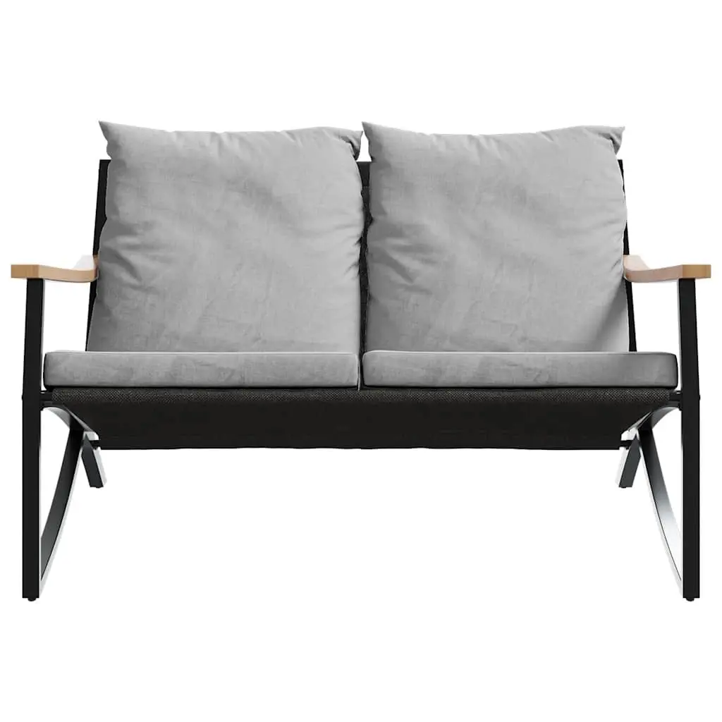 Garden Bench Cushions 120cm Outdoor Seating Steel Frame Black
