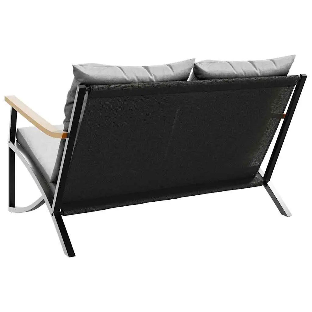 Garden Bench Cushions 120cm Outdoor Seating Steel Frame Black