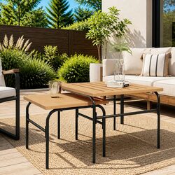 Garden Nest Coffee Tables 2 Pieces Brown Black Steel Outdoor Furniture