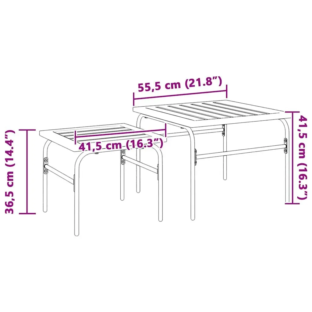 Garden Nest Coffee Tables 2 Pieces Brown Black Steel Outdoor Furniture