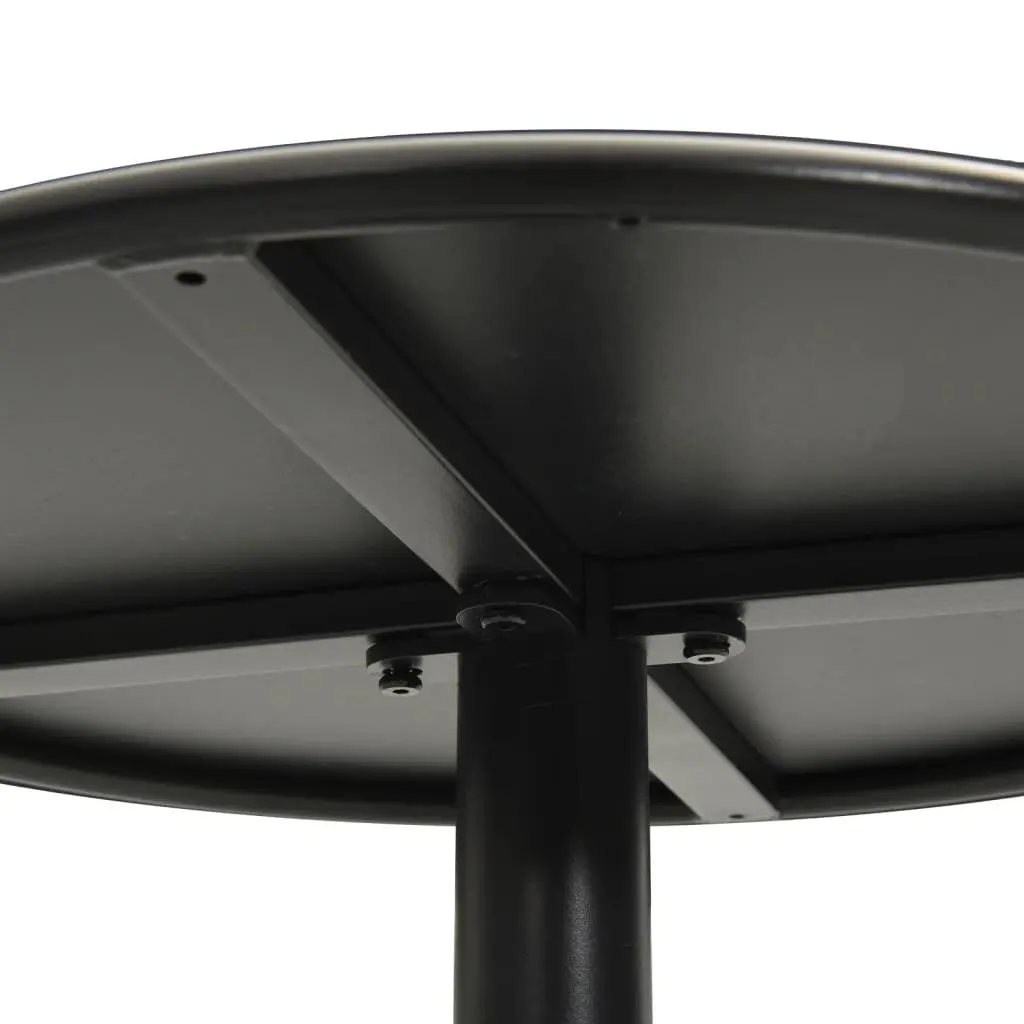Round Outdoor Table Black Steel Frame 50cm Diameter 72cm Height