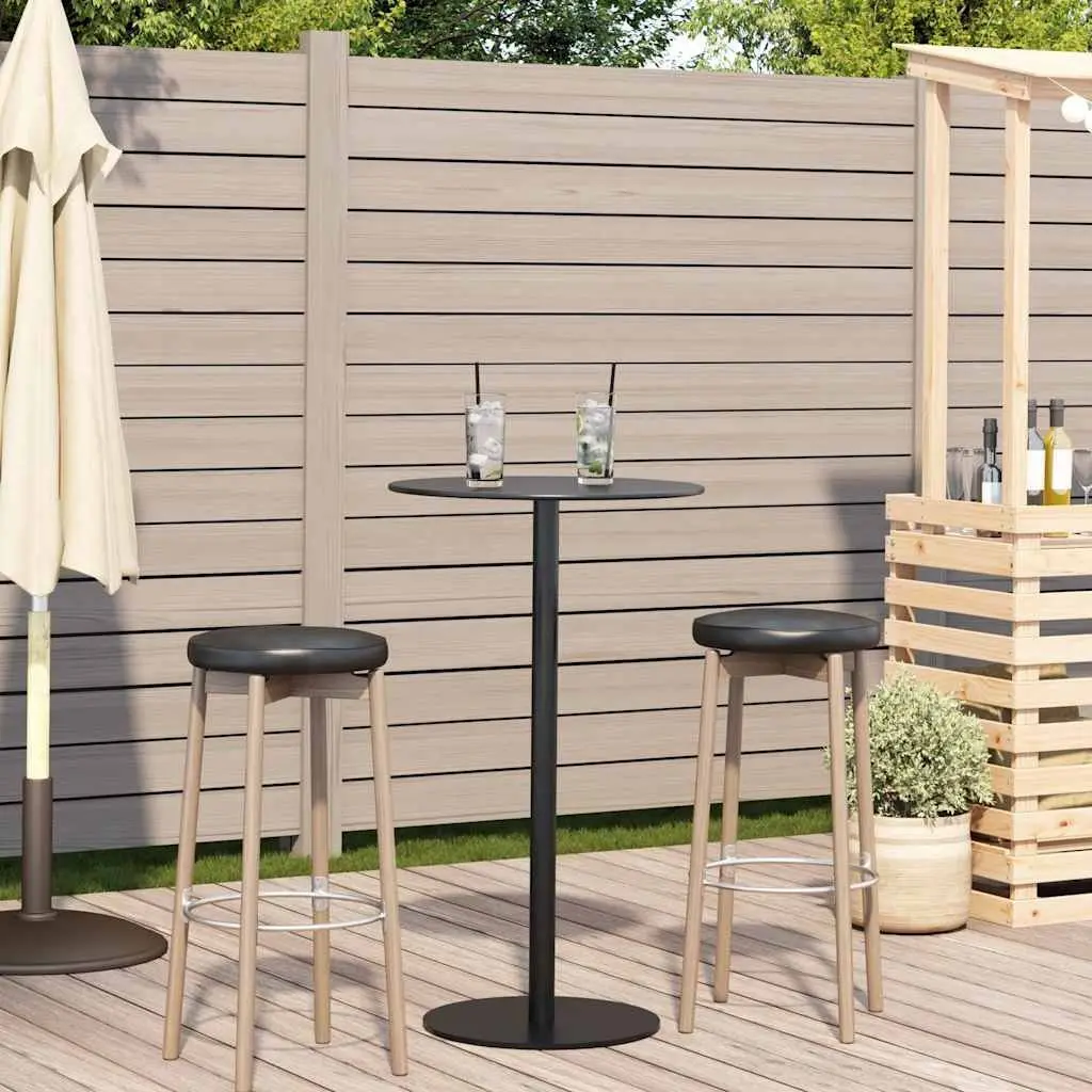 Round Steel Frame Garden Table Black 60cm Outdoor Patio Furniture