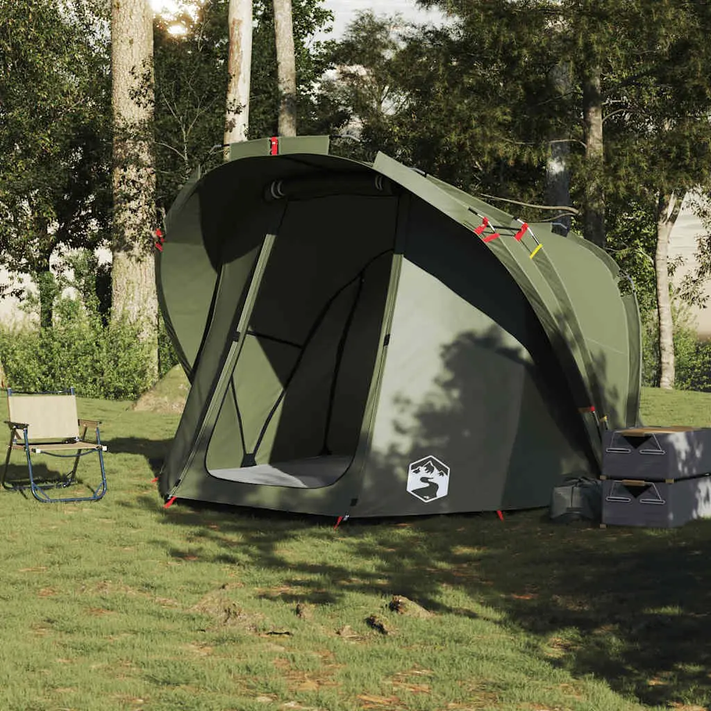 Fishing Tent 4-Person Waterproof Camping Shelter Olive Green Shade Protection