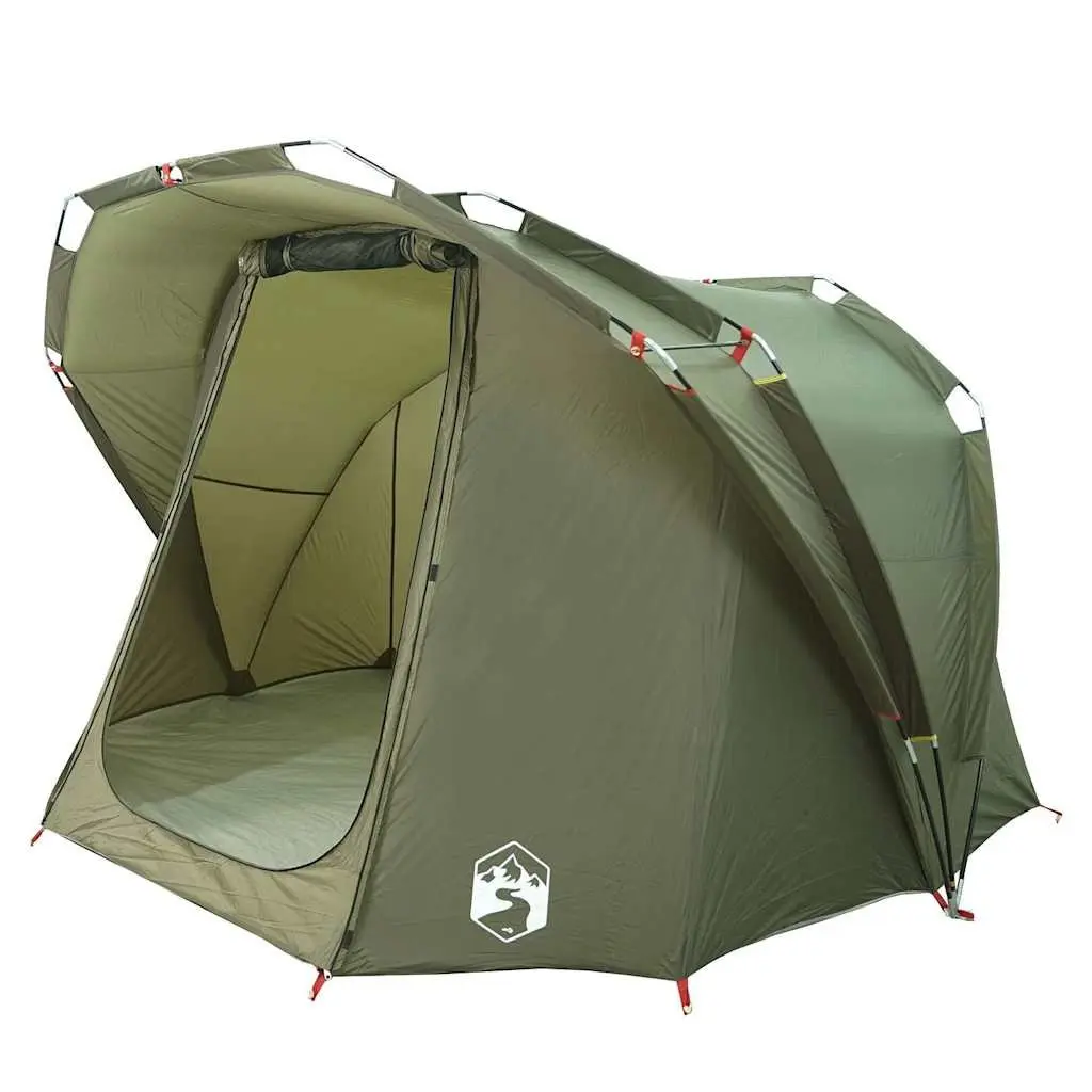 Fishing Tent 4-Person Waterproof Camping Shelter Olive Green Shade Protection