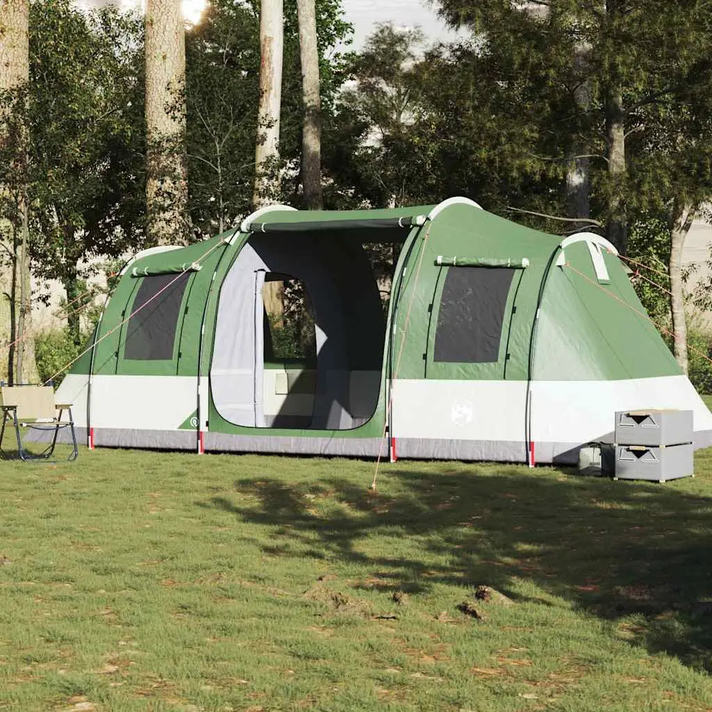 Camping Tent Tunnel Green Waterproof 4-Person Fibreglass Poles Easy Setup