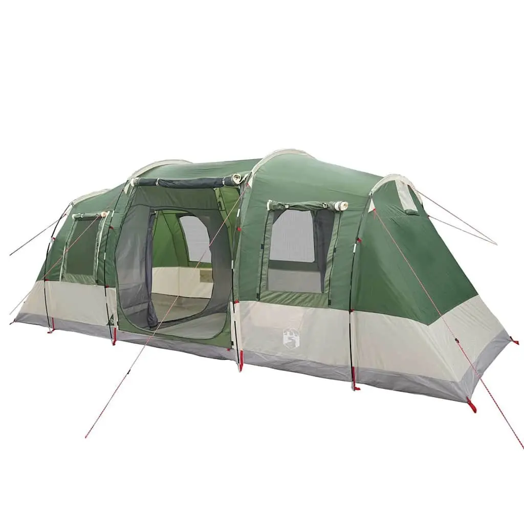 Camping Tent Tunnel Green Waterproof 4-Person Fibreglass Poles Easy Setup