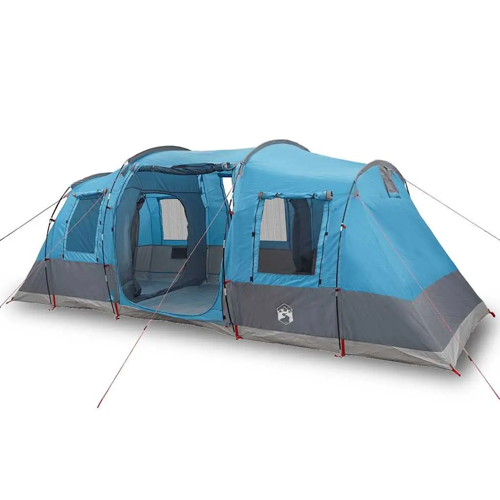 Camping Tent Tunnel Waterproof 4-Person Blue Fibreglass Poles Easy Setup