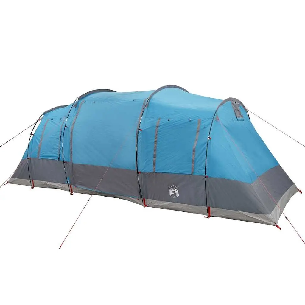 Camping Tent Tunnel Waterproof 4-Person Blue Fibreglass Poles Easy Setup