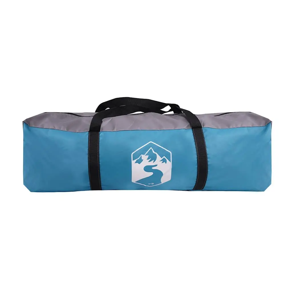 Camping Tent Tunnel Waterproof 4-Person Blue Fibreglass Poles Easy Setup
