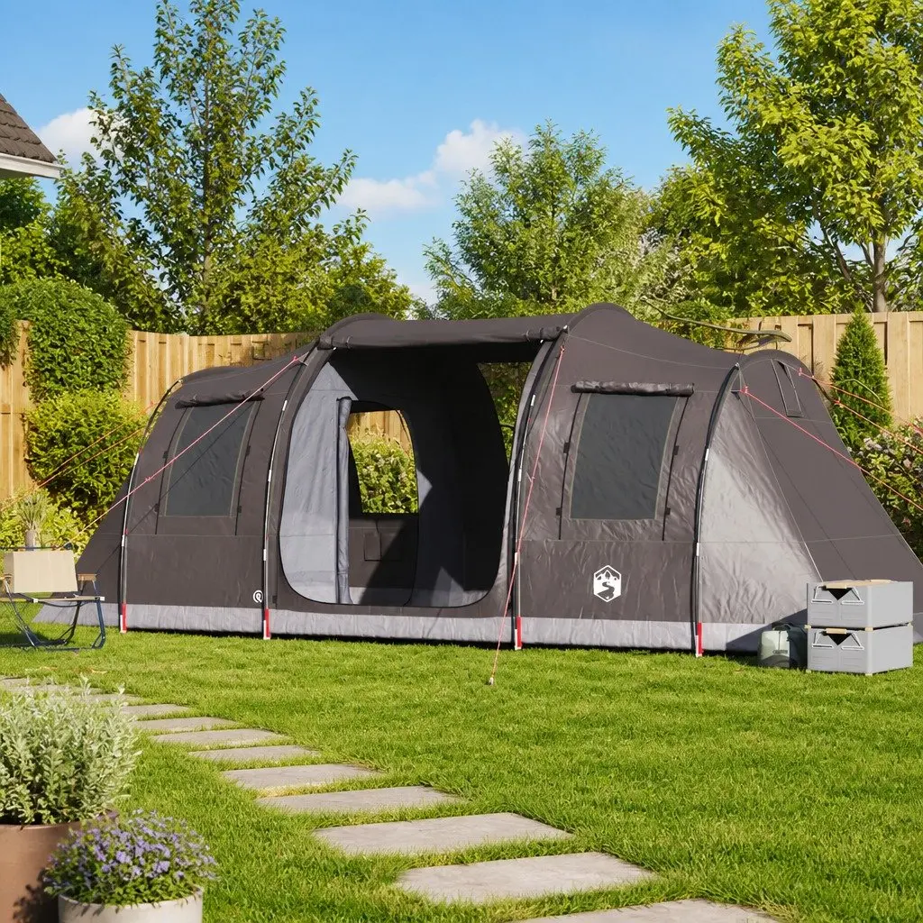 Camping Tent Tunnel 4-Person Brown Waterproof Fibreglass Poles Easy Setup