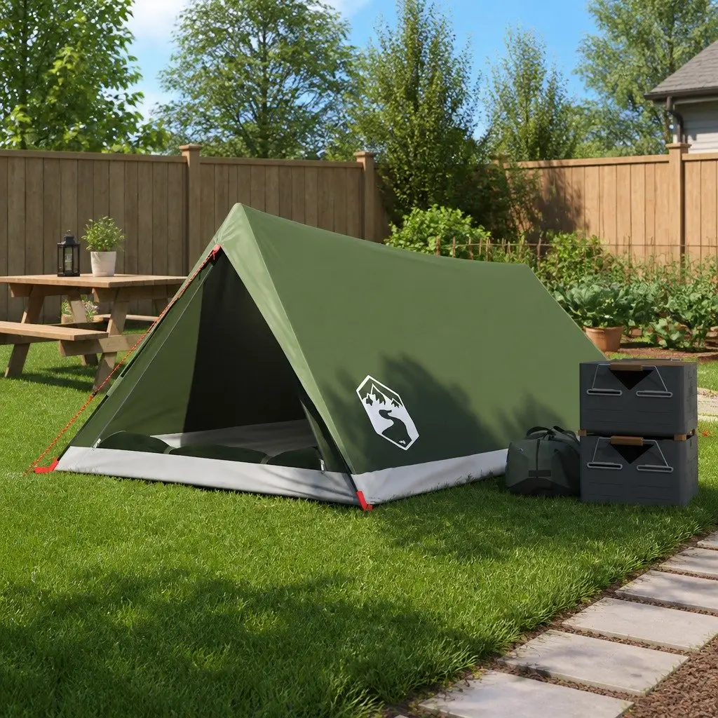 Camping Tent 2-Person Green Waterproof Mosquito Protection Portable Easy Setup