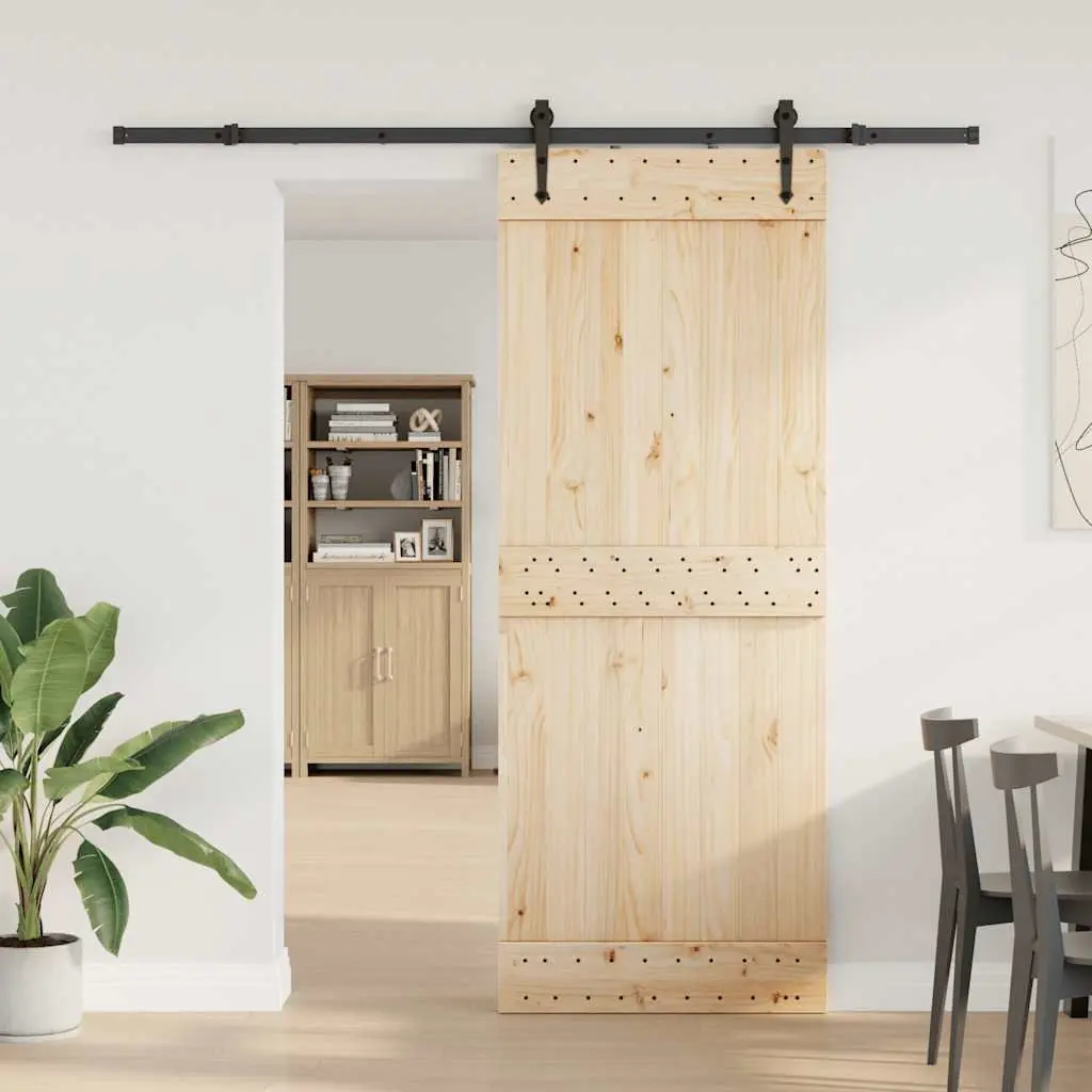 Sliding Door Kit Powder-Coated Steel Track System 213.5cm Black